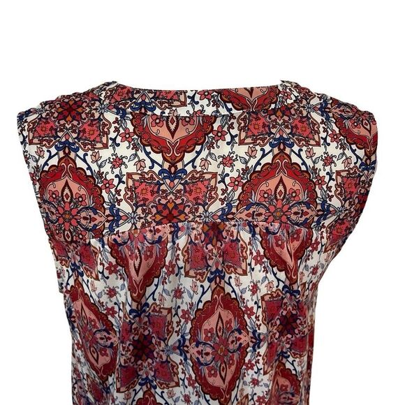 Loft Paisley Print Tank Top w/ Button Collar and Front Pockets. Sz M. Great Cond - Picture 6 of 11